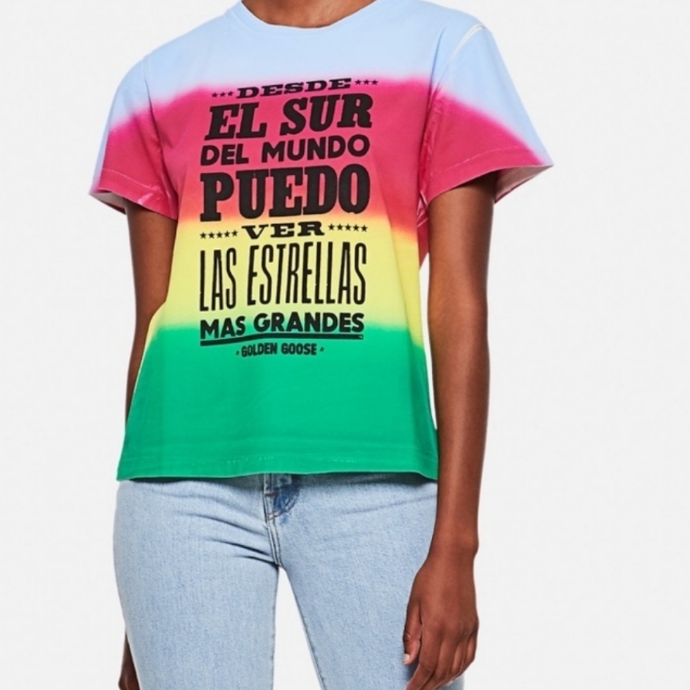 💜 Golden Goose Ania Tie-Die T-Shirt  Effect Multicolor Graphic Women's Top NWT